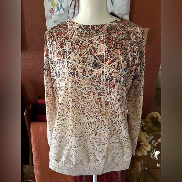 C.O.Z.Y Women Long Sleeve Blouse Size Medium Multicolor Cotton Blend Comfort Fit - Picture 2 of 9